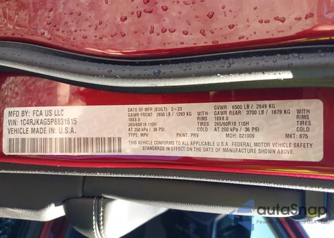 2023 Jeep Grand Cherokee L Laredo 4X4 z USA, uszkodzony, nr VIN 1C4RJKAG5P8831615